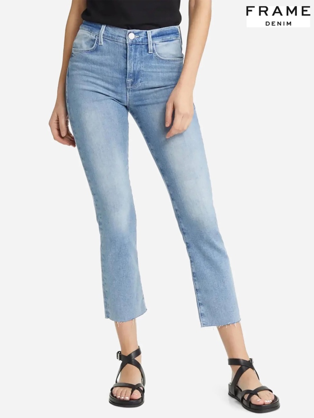 FRAME DENIM NWT LE HIGH RAW CROP STRAIGHT LEG GALESTONE JEAN. SIZE 25